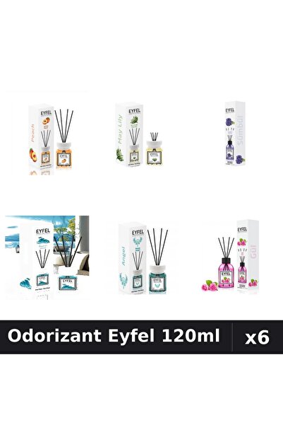 Eyfel Set 6 Odorizante Camera Betisoare 120ml - Angel, Trandafir, Ocean, Pier...