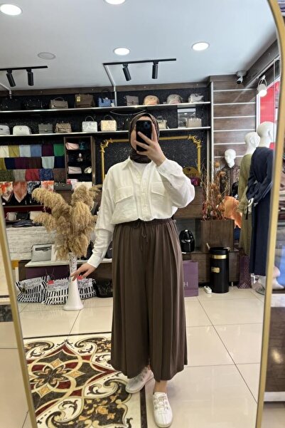HÜMEYRA BUTİK بنطلون واسع الساق مطوي