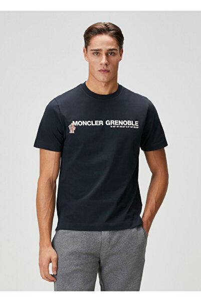 MONCLER GRENOBLE Lacivert Logo Baskılı T-shirt
