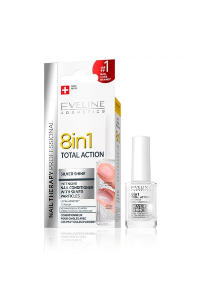 Eveline Tratament unghii 8 în 1, 12 ml, Terapie profesională unghii Strălucir...