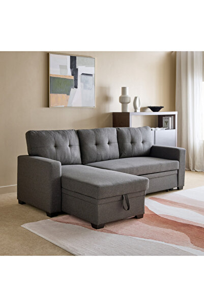 Home Box Neo 3-Seater Reversible Corner Sofa with Pullout Sofa Bed and Chaise...