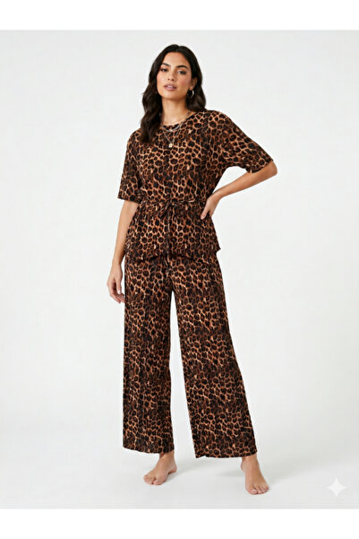 Topstar High-End Tiger Pajama Set with Soft Pleats and Waistband