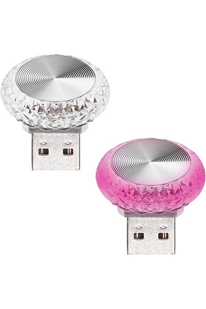 Arabest إضاءة داخلية للسيارة بمنفذ USB مكونة من قطعتين، كريستال صغير، وردي، إ...