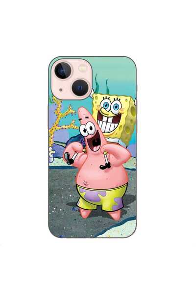 OEM Case compatible with Apple iPhone 13 Mini Silicone Gel Tpu Spongebob Pattern