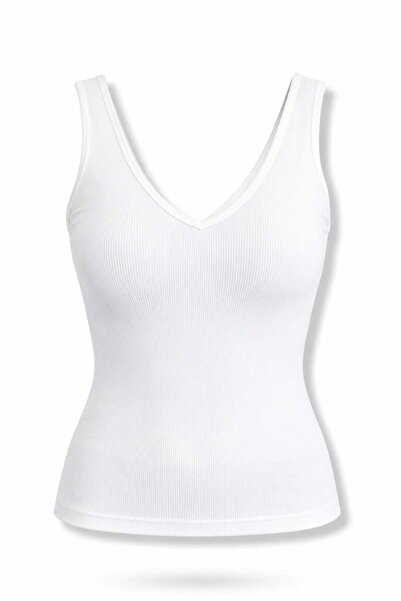 5in1Canpolat White Double V-Neck Undershirt 17696
