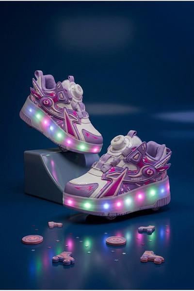 Vojo Als Tekerlekli Işıklı Patenli Çocuk Spor Ayakkabı Sneaker Lila
