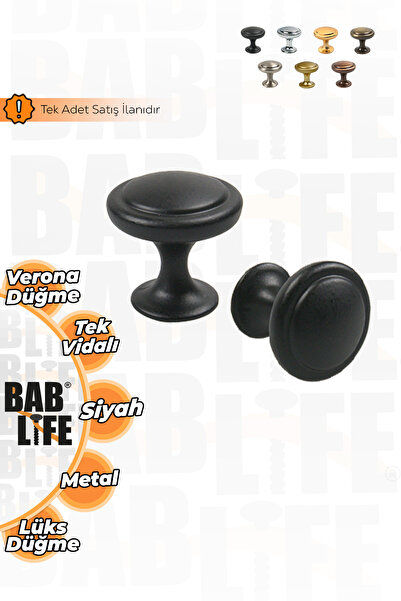 bablife Verona dugme mat crna 25mm prečnika metalna luksuzna ručka za ormarić...