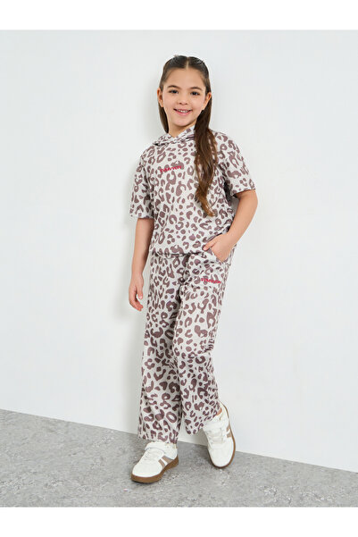Styli Girls Leopard Print Hoodie and Pants Set