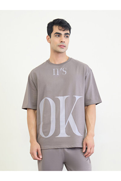 Styli Men Slogan Print Oversized T-Shirt and Joggers Set