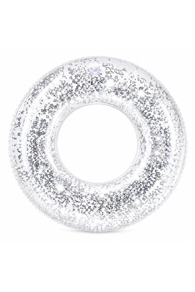 Bsr Colac de plaja, gonflabil, model cu sclipici, PVC, argintiu, 70 cm