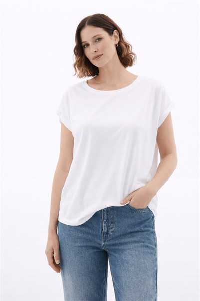 Fashion Friends Bluză drapată cu decolteu rotund și mânecă scurtă BLUZ 26Y0081K1
