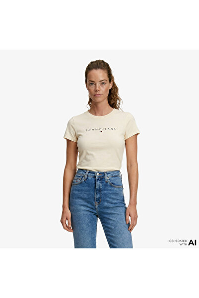 Tommy Hilfiger Linear Kadın Sarı T-Shirt