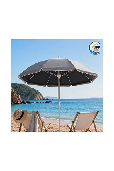 OEM Black Silver Beach Umbrella UPF 50+, Advanced UV Protection, Metal Frame,...