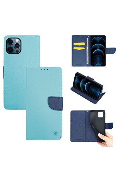 Sonique Θήκη Πορτοφόλι Trend Wallet Apple iPhone 12 / iPhone 12 Pro Σιέλ / Σκ...