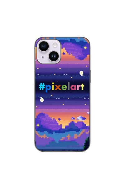 OEM Калъф, съвместим с Apple iPhone 14, силиконов гел TPU, с шарка Пиксел Арт...