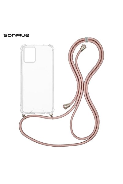 Sonique Θήκη Σιλικόνης με Κορδόνι Armor Clear Motorola Edge 30 Neo 5G Ροζ Χρυ...