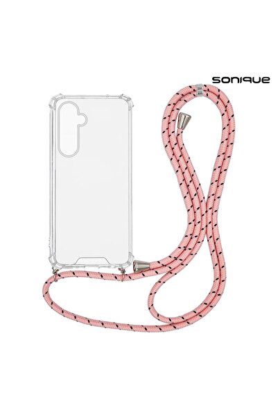 Sonique Θήκη Σιλικόνης με Κορδόνι Armor Clear Samsung Galaxy M35 5G Rainbow Ροζ
