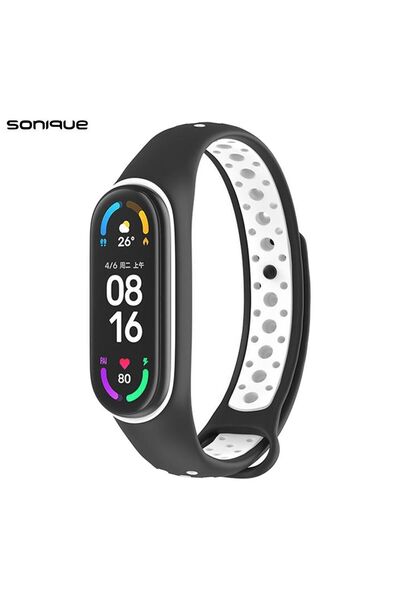 Sonique Λουράκι Σιλικόνης Sport για Xiaomi Mi Band 5/6 Μαύρο / Λευκό