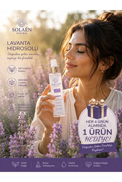 Solaén Natural Lavanta Suyu 100 ml Saf Doğal Lavanta Hidrosolü Yüz Toniği