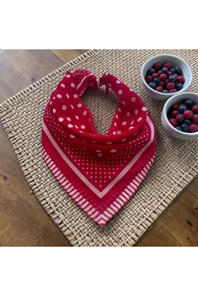 ALS Tasarım Dünyası Red Color Polka Dot 100% Cotton Bandana