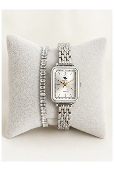 ATALYA ACCESSORY Rectangular Case Steel Women's Wristwatch - 20 cm Length
