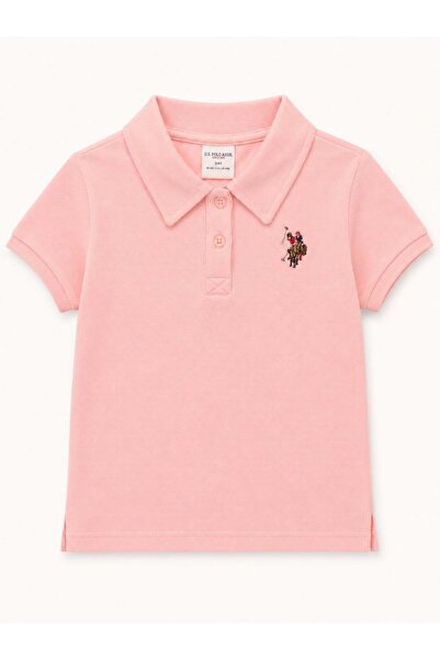 U.S. Polo Assn. يو اس بولو اسن تي شيرت بناتي بأكمام قصيرة 6 أشهر 3 سنوات وردي