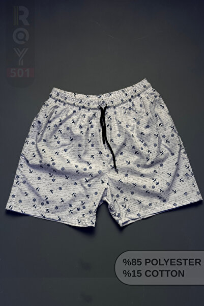 ROY501 Men's Swim Shorts Patterned Pocket Zippered Mesh Swim Shorts