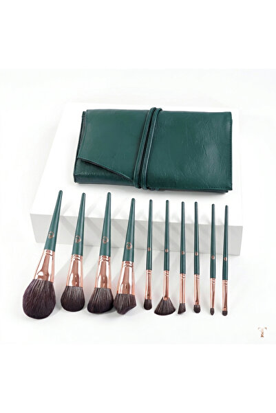 Energy 10-Piece Complete Makeup Brush Set with Roll-Up Case