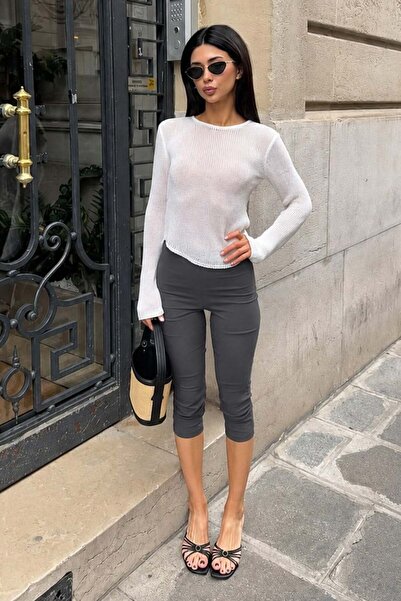 Madmext Smoked High Waist Slim Fit Capri Sports Leggings Mg2817