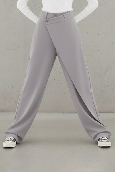 ipek atlas X Nurbeli Women's Asymmetric Urban Designed Palazzo Pants