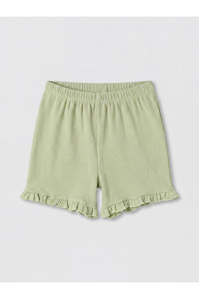 LC Waikiki Nevavm Baby Girl Combed Cotton Shorts with Elastic Waist and Contrast