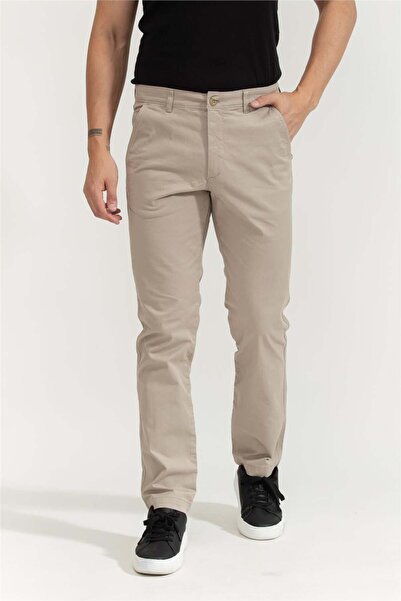 Calvin Klein Ανδρικό παντελόνι chino από βαμβάκι, στενή γραμμή, καφέ χρώμα
