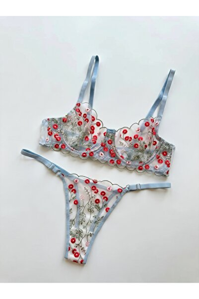 Pink Secret Cherry Blossom Dantel Bralet ve Külot Takımı