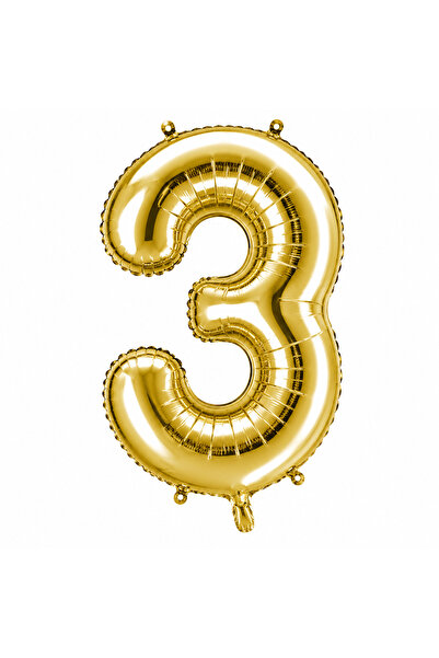 BeySüS 3 Number Foil Balloons Gold Color (76 cm)