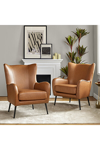 homejoyz Armchair Linen Fabric and Svedy Wood-Aura-76X82X99 cm