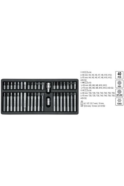 yato Top Bottom Set of torx, hex, spline, Yato, YT-0400, 40 pieces