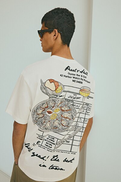 Bershka Baskılı relaxed fit tişört