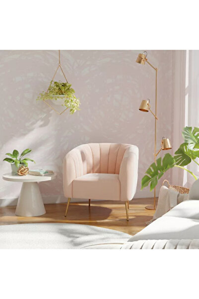 homejoyz كرسي بذراعين قماش مخمل وخشب سويدي – سيلفيا – 85×80×85 سم