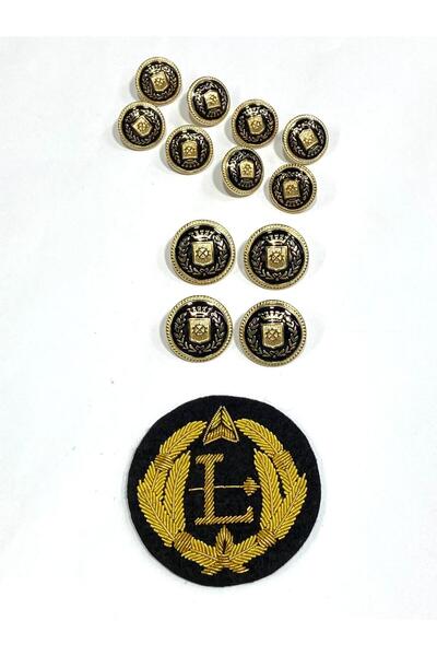karantuhafiye Blazer Jacket Button and Emblem Set / Set with Emblem / Gold Black