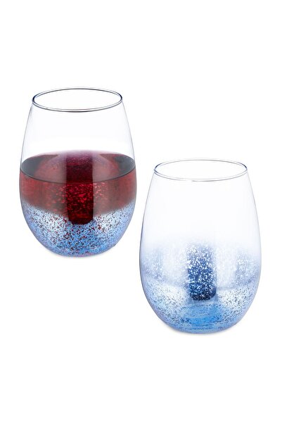 Ayawaska Set de 2 pahare de vin fara picior, capacitate 500 ml fiecare, albastru