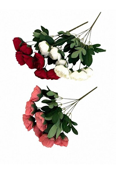 OEM Flori Artificiale Buchet 7 Bujori Alb