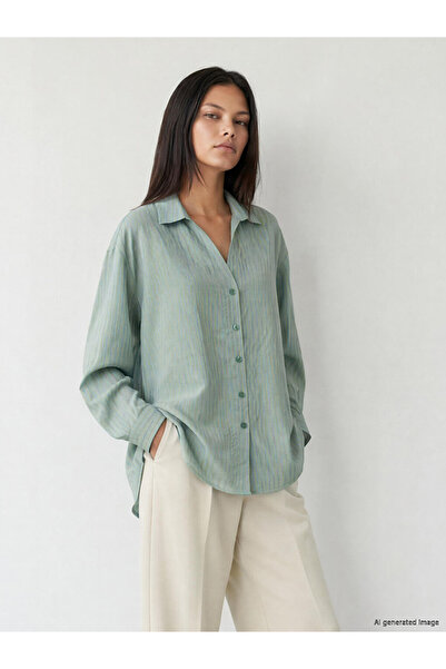 LC Waikiki Rmz Gi̇yi̇m Farkiyla Striped Modal Blended Women's Shirt