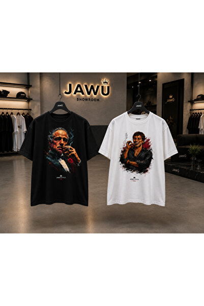JAWÜ STYLE Pachet de 2 tricouri supradimensionate cu imprimeu grafic BABA SIRT