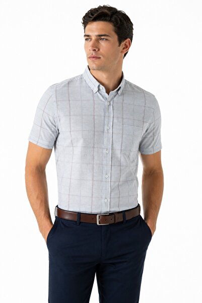 rasstmen Men's Plaid Classic Single Pocket Short Sleeve Shirt Bgl-St05570