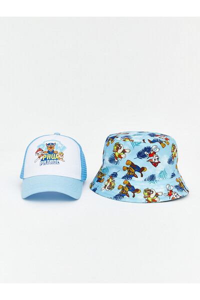 LC Waikiki Blue paw patrol printed baby boy hat set of 2