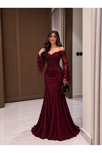Genrice فستان 3 خامات تم صياغتها في تصميم واحد باربي مع جورجيت وكلفه سهرة ورد...