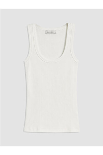 LC Waikiki New Season White U-Neck Women's Undershirt