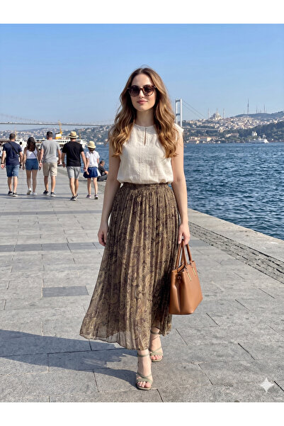 HANIMCA GİYİM Tulle Chiffon Summer Bell Model 38 to 48 E Size with Shawl Pattern