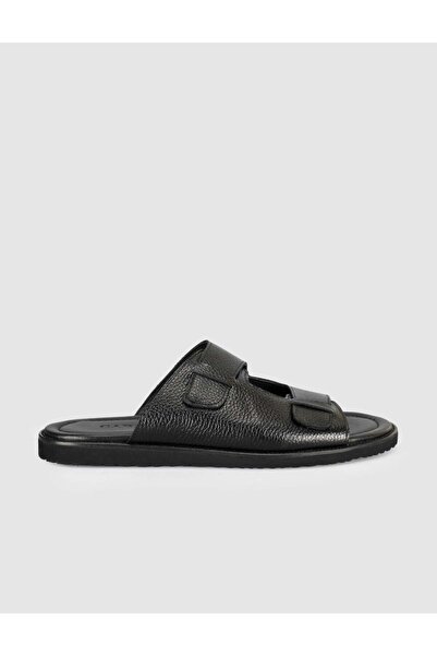 Cabani Genuine Leather Black Men's Slippers