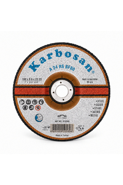 KARBOSAN METAL TAŞLAMA TAŞI T27 BOMBELİ 180X8,0X22,23 MM A 24 RS BF80